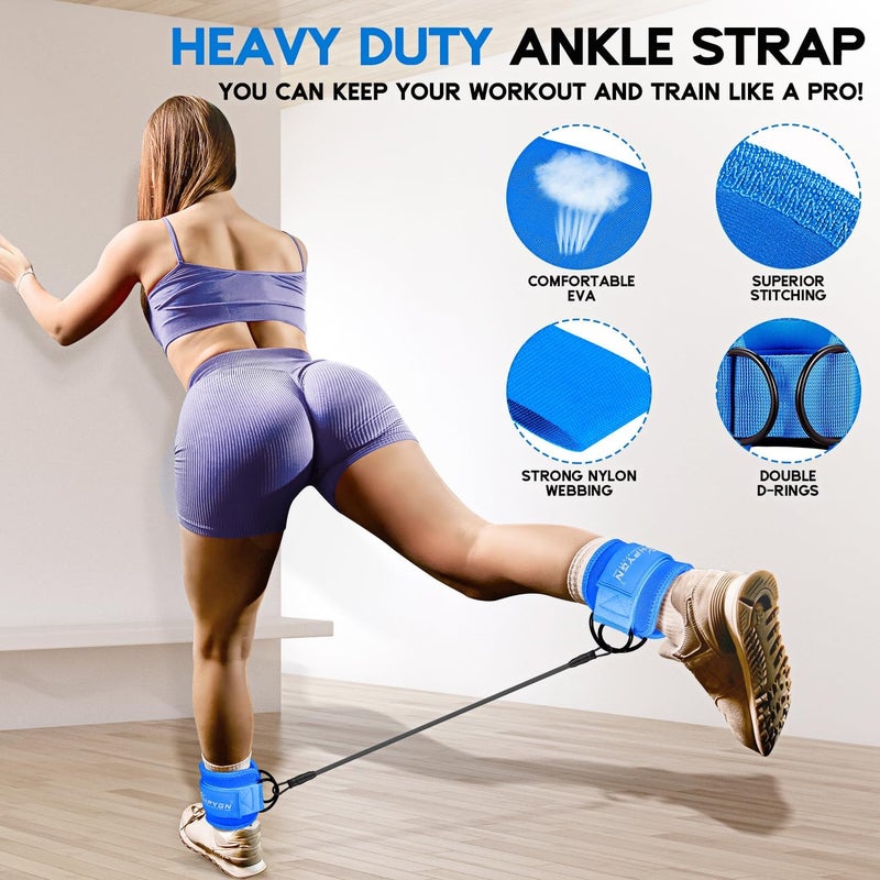 HPYGN Ankle Resistance Bands, Ankle Bands for Working Out with Cuffs, Resistance Bands for Leg Butt Training Workout Equipment for Kickbacks Hip Gluteus Training, Ankle Strap with Exercise Bands - Image 5